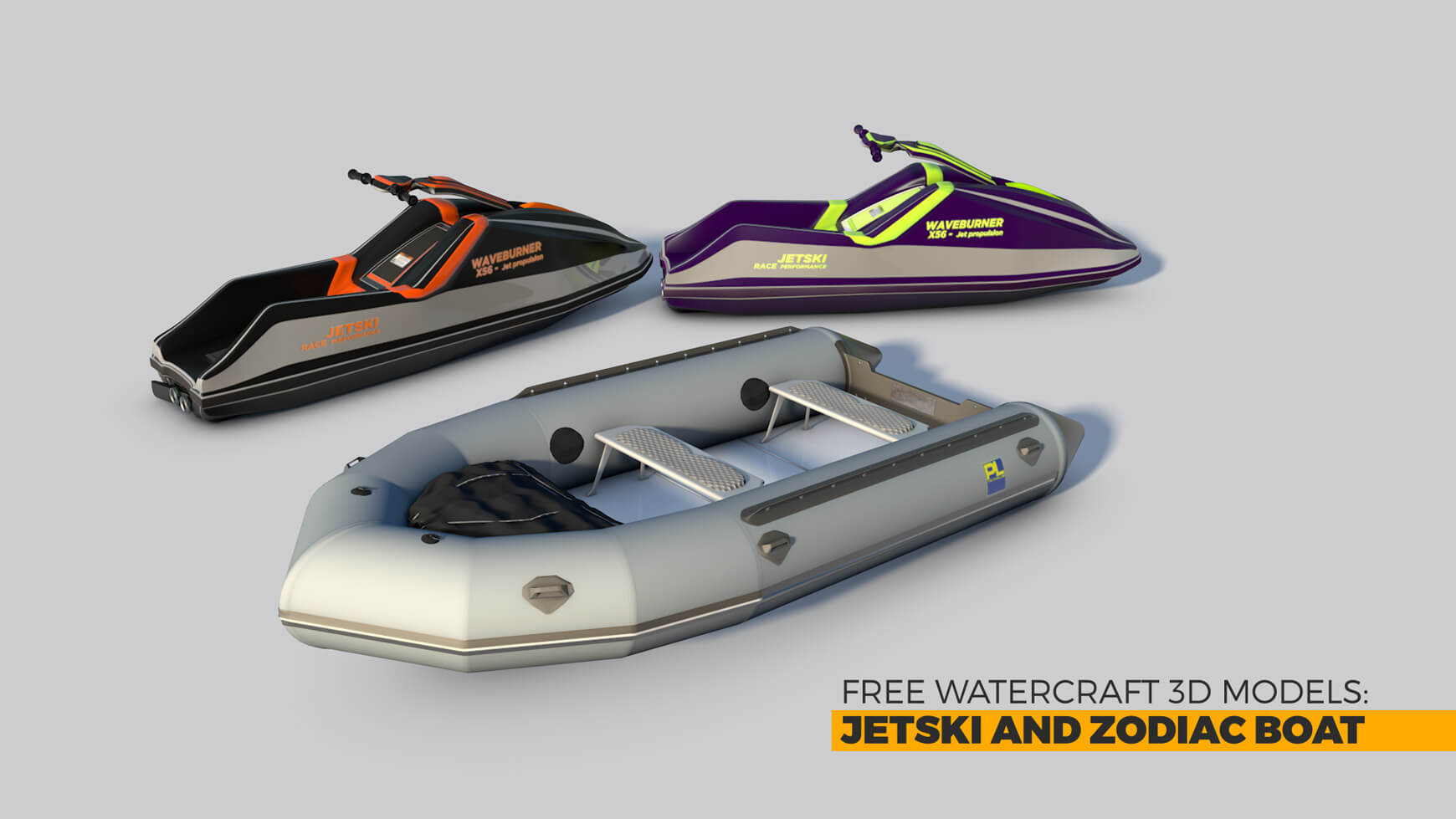 Free 3D Model Jet Ski Zodiac Boat Inflatable Watercraft