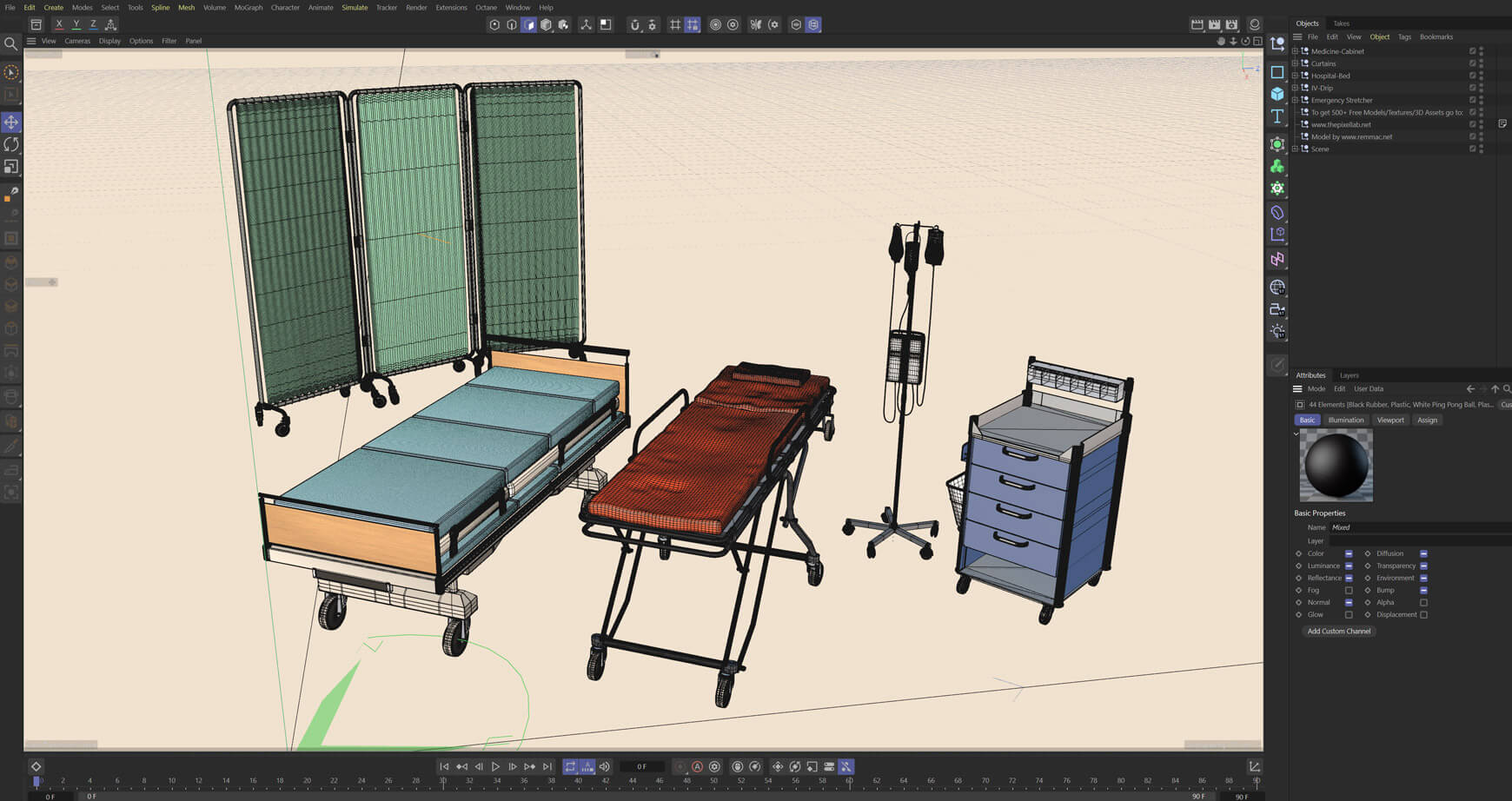 Free 3D Models Medical Hospital Room Items