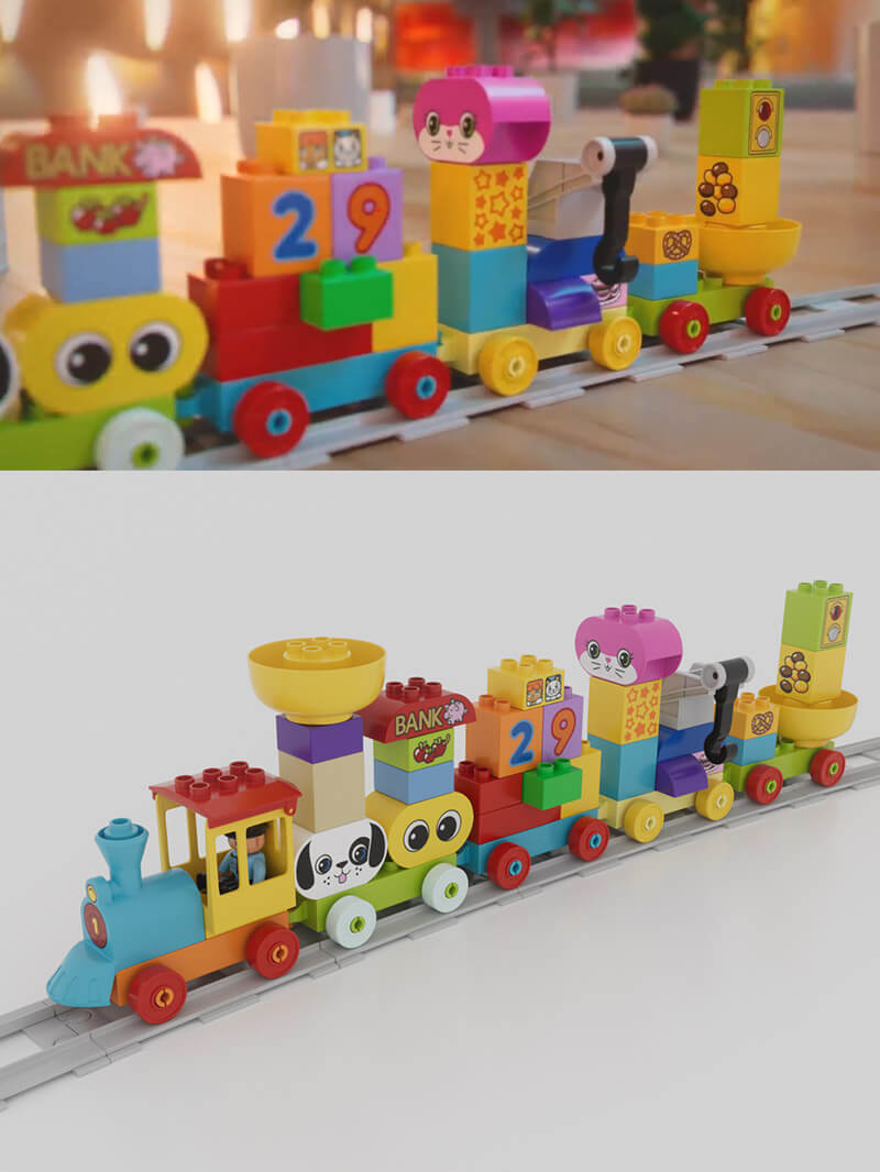 Free 3D Duplo Block Model Building Train