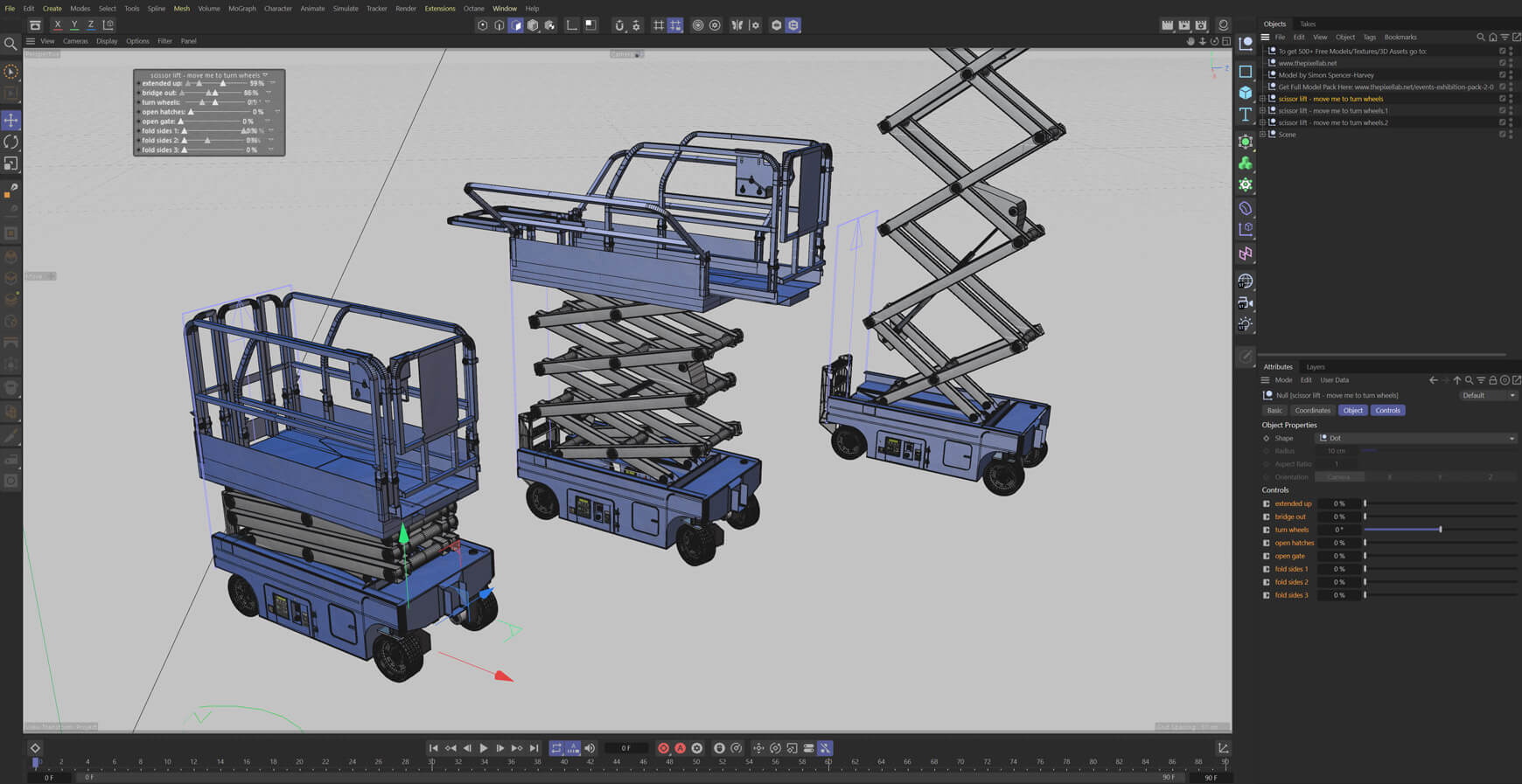 Free 3D Model Scissor Lift Rigged