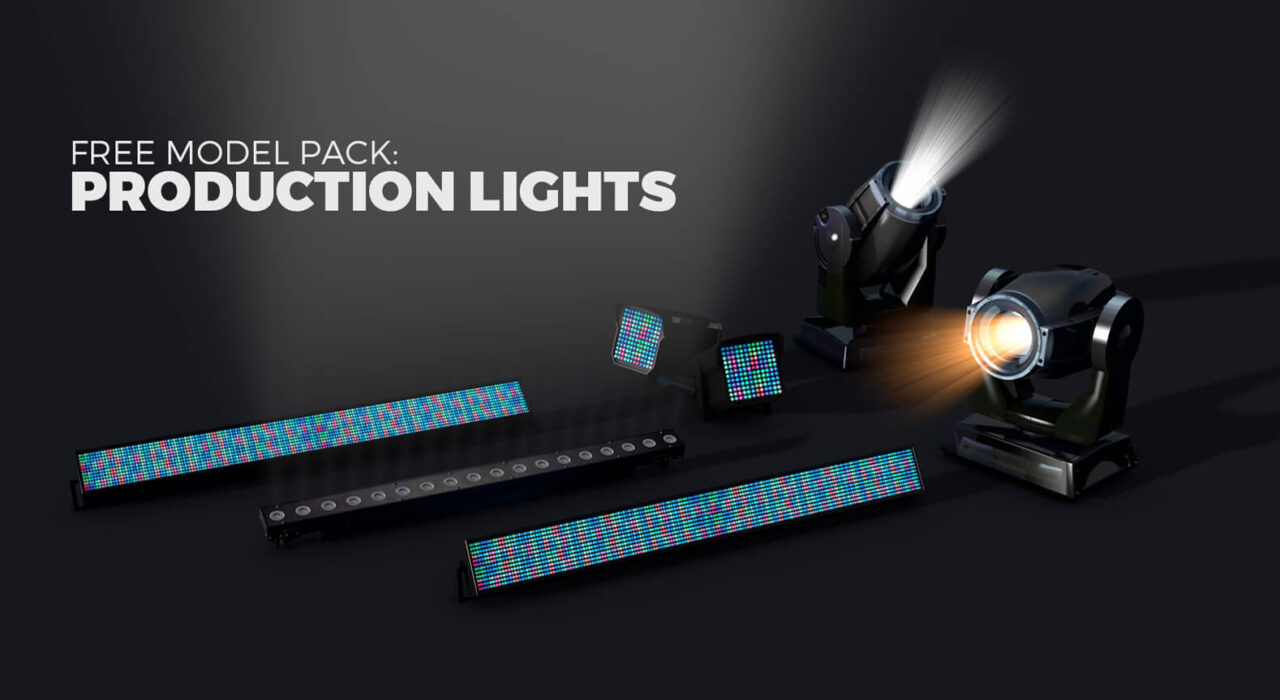 Free 3D Models Light Pack Production Spotlight and Uplighter