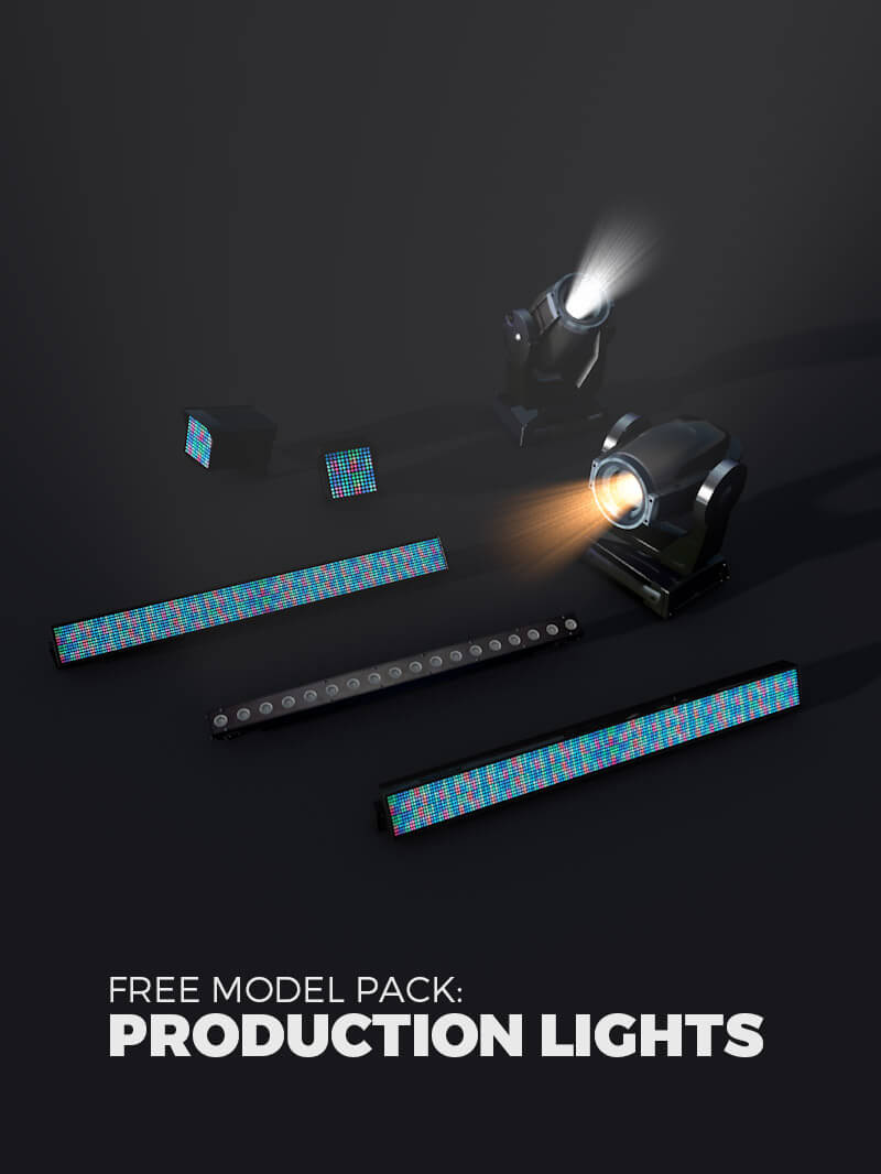 Free 3D Models Light Pack Production Spotlight and Uplighter