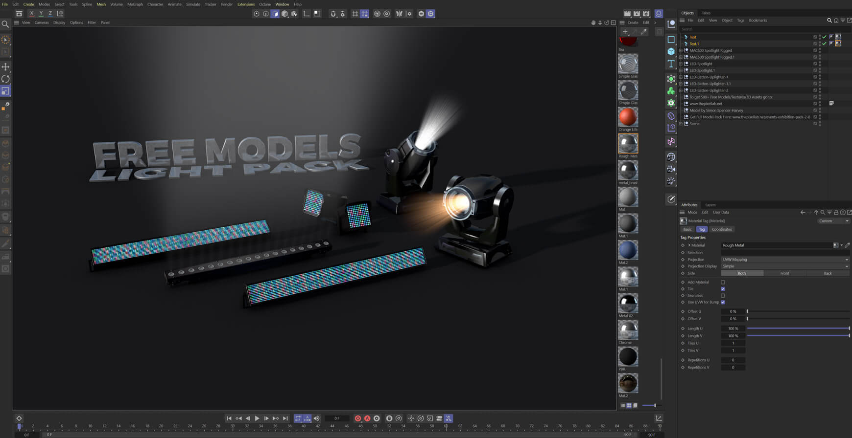 Free 3D Models Light Pack Production Spotlight and Uplighter