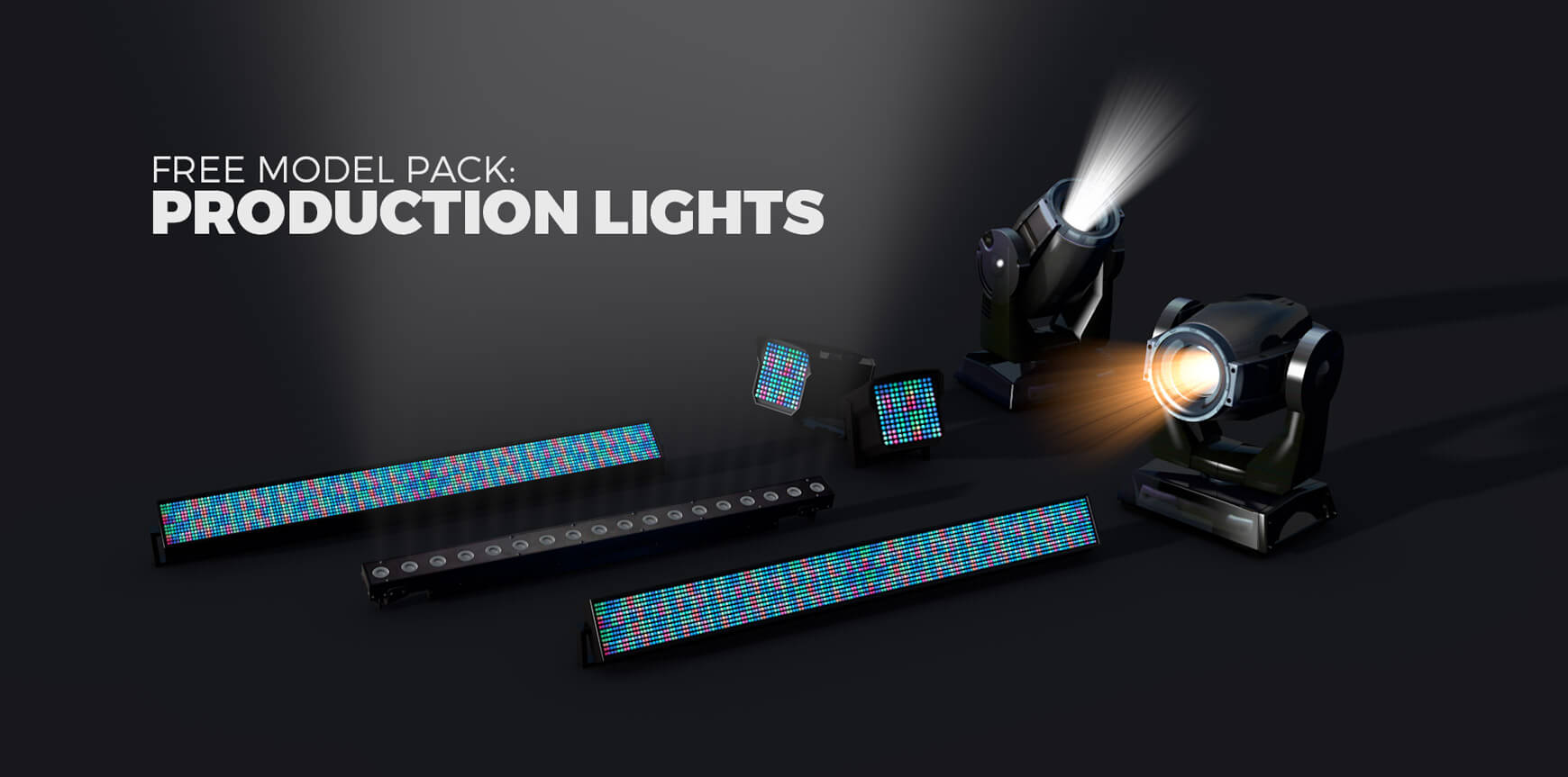 Free 3D Models Light Pack Production Spotlight and Uplighter