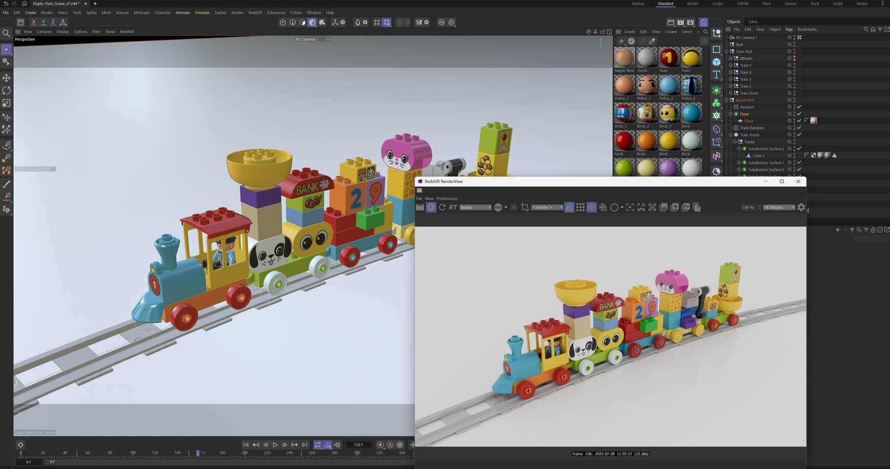 Free 3D Duplo Block Model Building Train