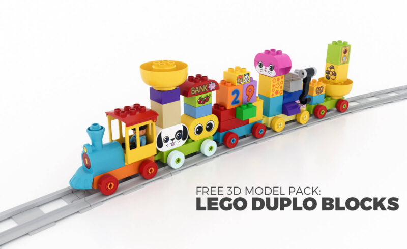 Free 3D Duplo Block Model Building Train