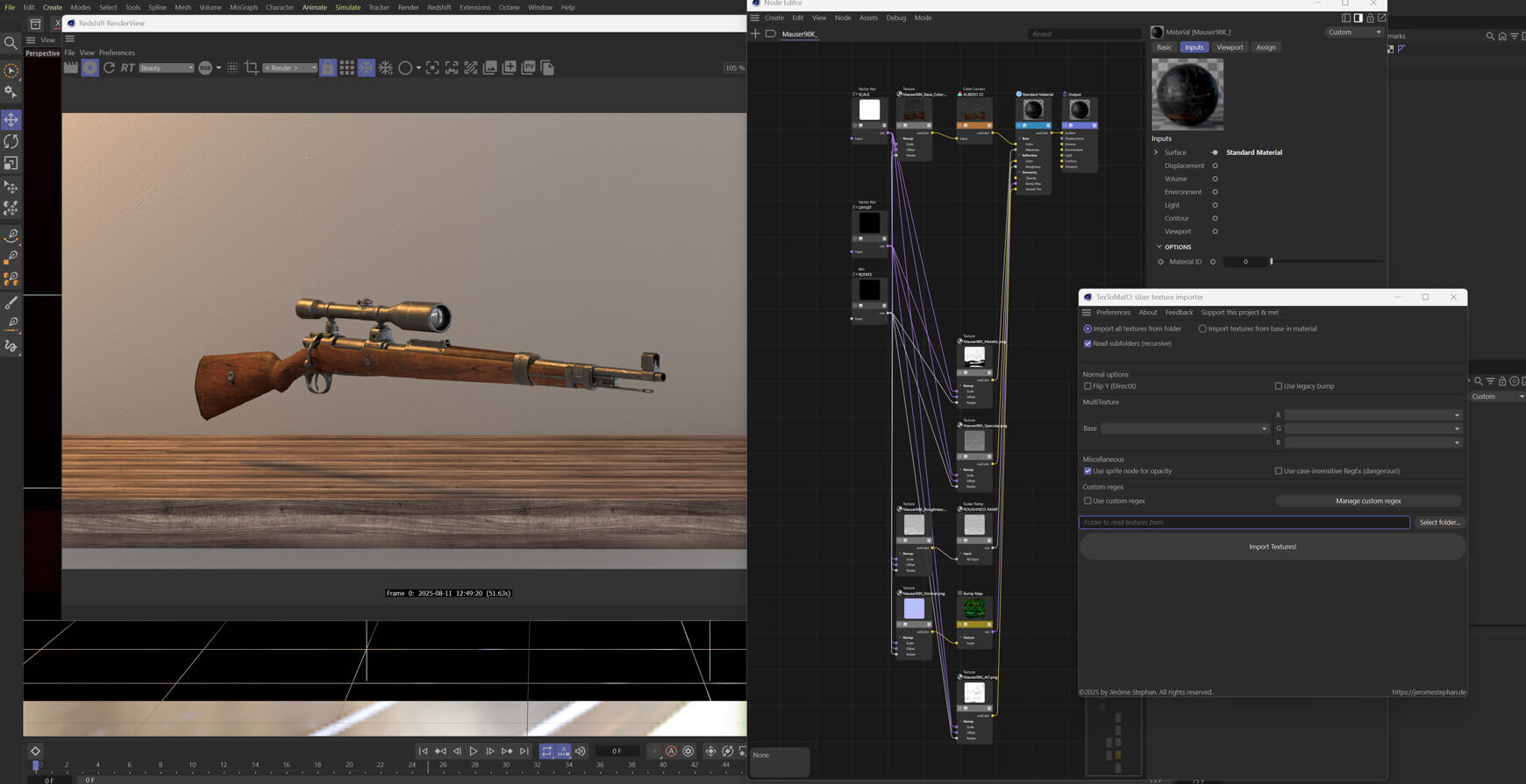 C4D TexToMatO One Click PBR Material Importer Cinema 4D Redshift