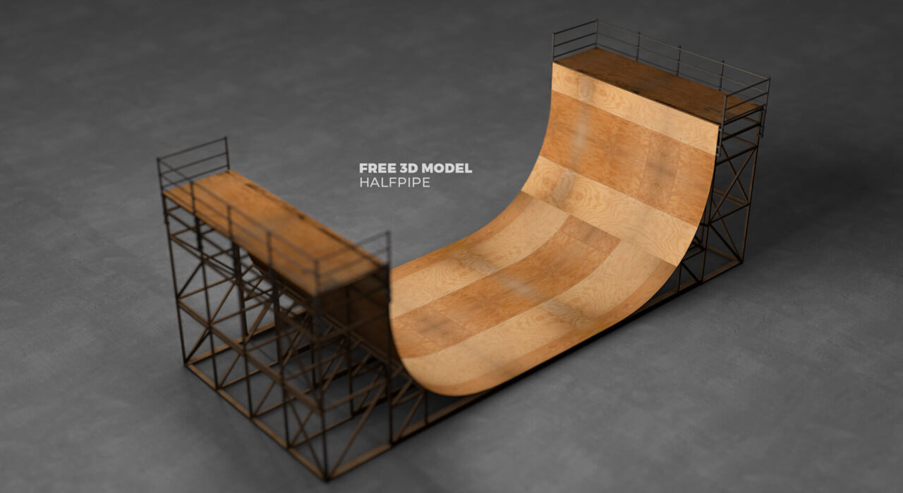 Free 3D Model Halfpipe Skate BMX Half Pipe Ramp