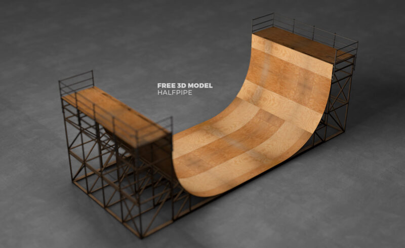 Free 3D Model Halfpipe Skate BMX Half Pipe Ramp