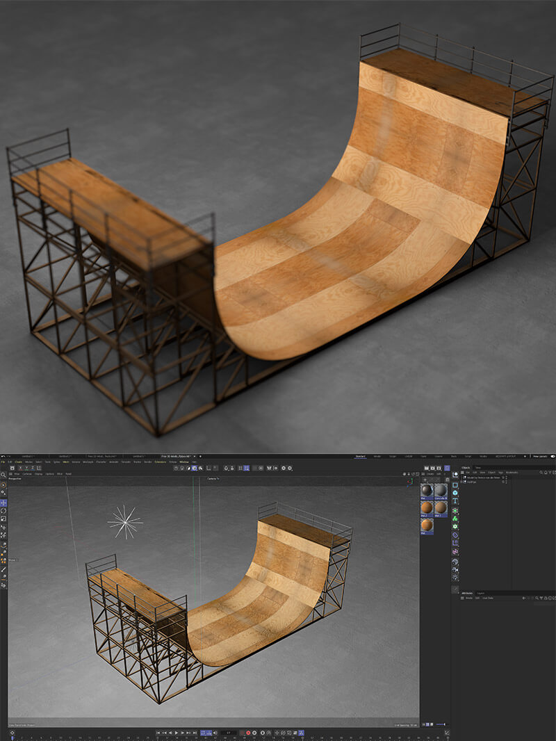Free 3D Model Halfpipe Skate BMX Half Pipe Ramp