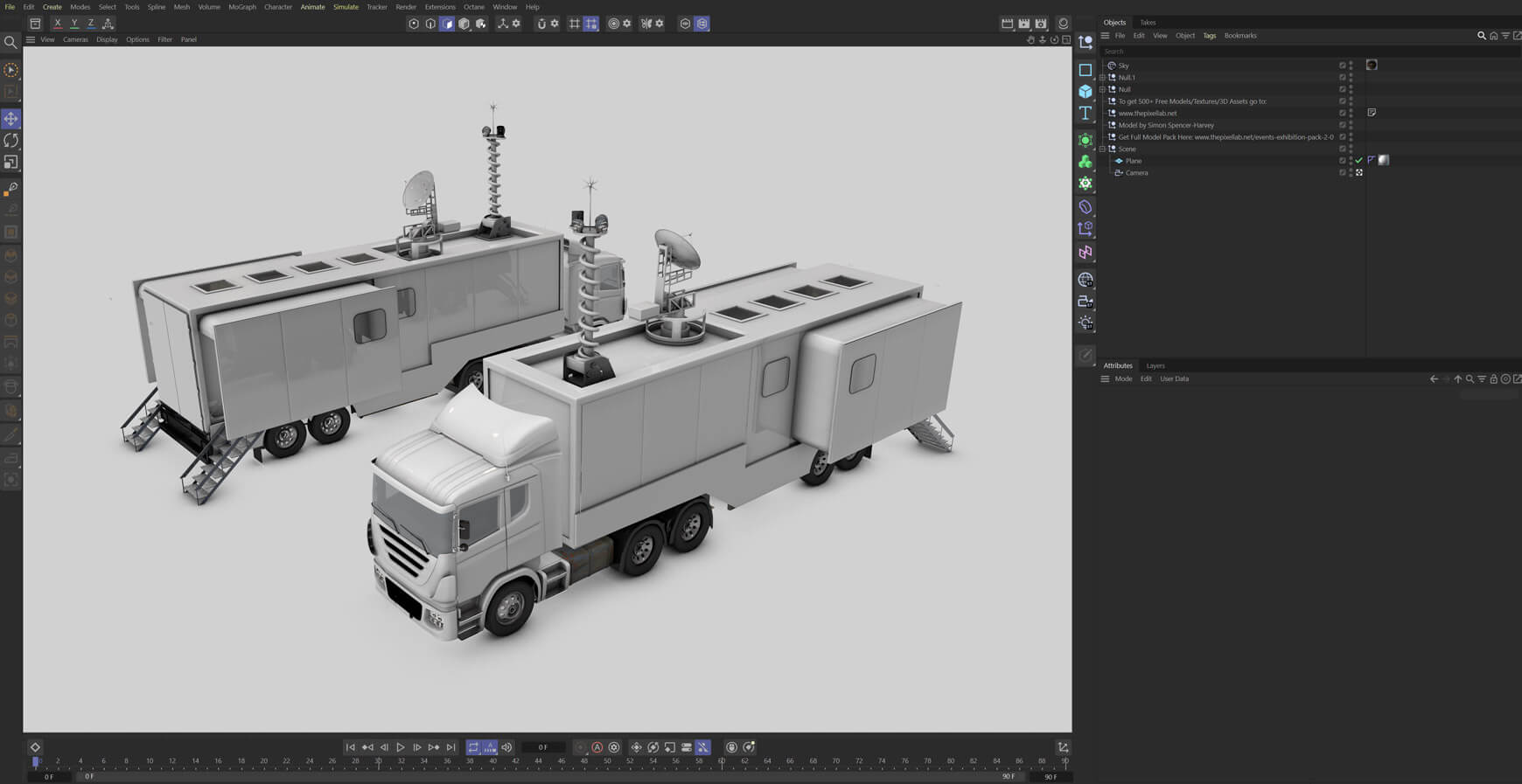 Free 3D Model Satellite Uplink TV Broadcast Truck