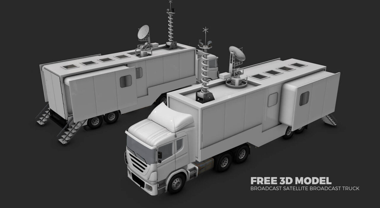 Free 3D Model Satellite Uplink TV Broadcast Truck