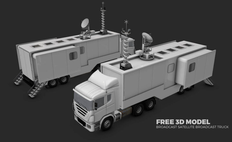 Free 3D Model Satellite Uplink TV Broadcast Truck