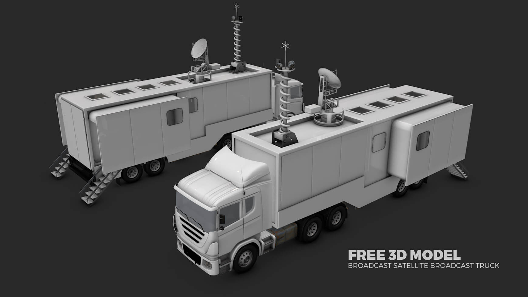 Free 3D Model Satellite Uplink TV Broadcast Truck