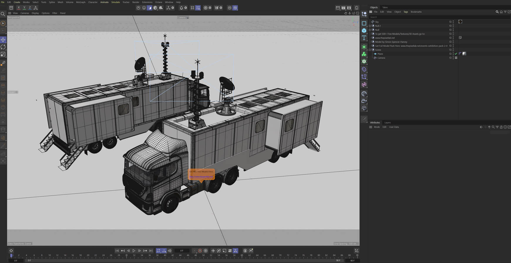 Free 3D Model Satellite Uplink TV Broadcast Truck