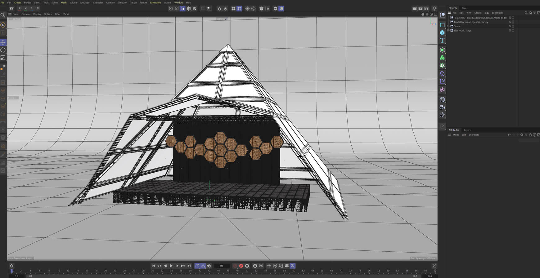 Free Live Music Concert Stage Model 3D C4D