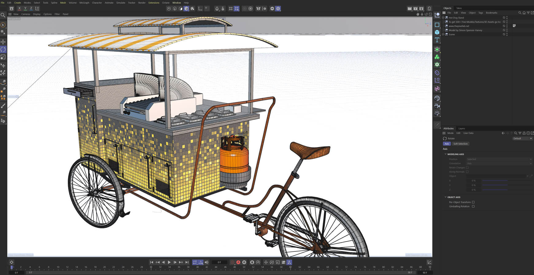 Free 3D Model Hotdog Bicycle Food Stand