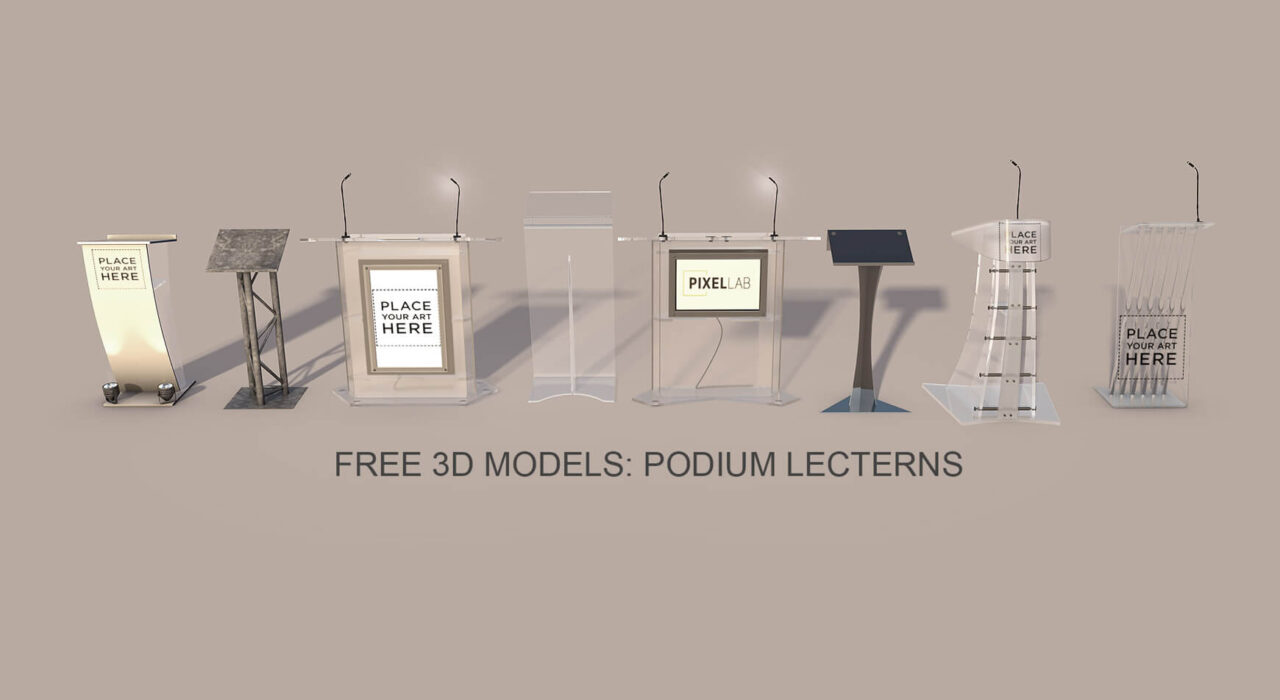 Free 3D Models Podium Lectern Stand